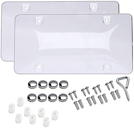 BLVD-LPF OBEY YOUR LUXURY Unbreakable License Plate Shields - [Pack of 2] Clear Bubble, Novelty Plate Covers with Fastening Screws, Screw Driver | Automotive Accessories