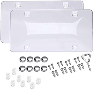 BLVD-LPF OBEY YOUR LUXURY Unbreakable License Plate Shields - [Pack of 2] Clear Bubble, Novelty Plate Covers with Fastening Screws, Screw Driver | Automotive Accessories