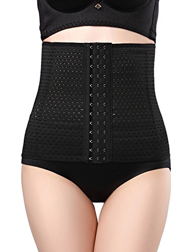 Aivtalk Women's Waist Trainer Corset Weight Loss Shapewear Belt Body Shaper Hot Sweat Slimming Cincher Black M