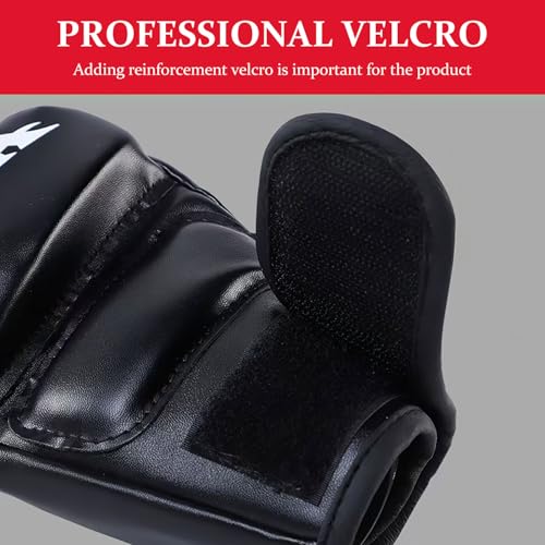 Gant de Boxe, Professionnels MMA Gants de Boxe, Protection Poignet Main Mitaine Boxe, Demi Doigt Entrainement Boxe Applicable à Kickboxing, Muay Thaï, Arts Martiaux Combat Gloves – vue 6