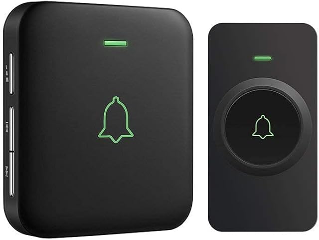 Wireless Doorbell, AVANTEK 1000ft Long Range Door Bells, Mini IP55 Waterproof with 1 Plug-in Receiver, Cordless Doorbell with 5 Levels Volume, 52 Melodies, LED Flash, CB-11 (CR2032 Battery Included)