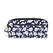 Produktbild für Student Boy Girl Nette Kosmetik Make-up Tasche Stift Schreibwaren Tasche Bleistift Tasche Tasche Geldbörse Reißverschluss Hibiskus Schädel Blumenmuster Blau