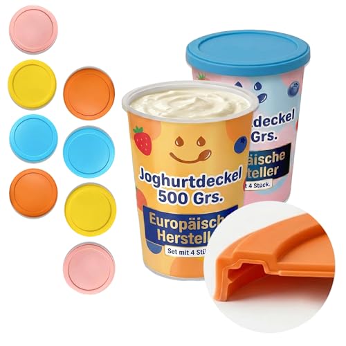 XILMARK JoghurtDeckel 500g, Wiederverwendbarer Deckel für Joghurtbecher, Dosendeckel Wiederverwendbar Silikondeckel Joghurt 500 G, Joghurt Kunststoff-Decke (KEINE TASCHE)