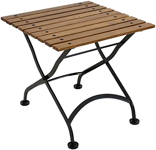 Sunnydaze 20-Inch Square European Chestnut Wood Folding Square Side Table - Indoor/Outdoor - Brown