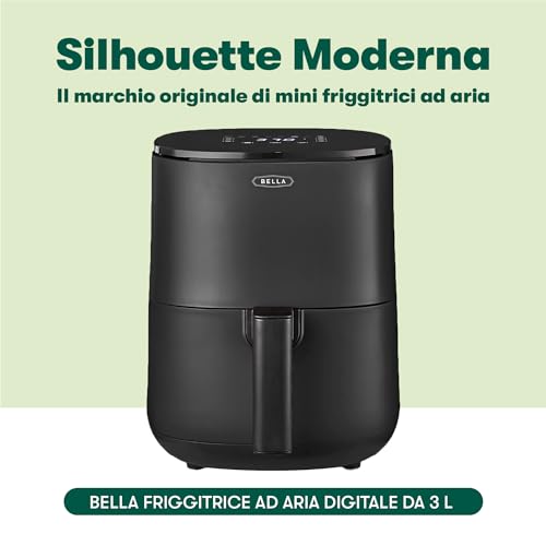 bella Friggitrice ad Aria Digitale da 3 L, Multifunzione 5-in-1 con Griglia e Cestello Antiaderenti Rimovibili e Lavabili in Lavastoviglie, 1400 Watt, Nero - Immagine 1