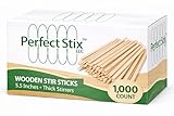 Perfect Stix Premium Wooden Coffee Stirrer Sticks, Thick Birch Wood 1000 Count, 5.5' Inches. Eco-Friendly Wooden Stirrers (5.5Inches / 1000PC)