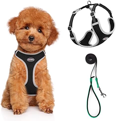 ThinkPet Reflective Breathable Soft Air Mesh No Pull Puppy Choke Free Over Head Vest Ventilation Harness for Puppy Small Medium Dogs (Neon Green,M)