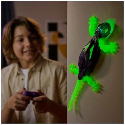 HEX BOTS - Gecko Radiocommandé Phosphorescent Qui Rampe sur Le Sol Et Les Murs - Lézard Télécommandé avec Yeux Lumineux - Pilotage Facile - Câble USB Inclus - Jouet Enfant 4 Ans et +
