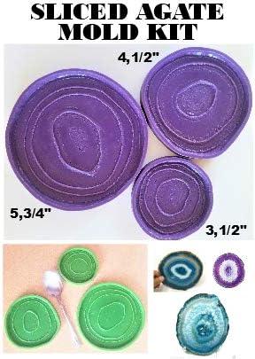 SLICED AGATE EPOXY RESIN MOLD KIT - 3 Casting Epoxy Molds To Create Beautiful Realistic Agates, 3.1/2", 4,1/2" & 6,3/4"