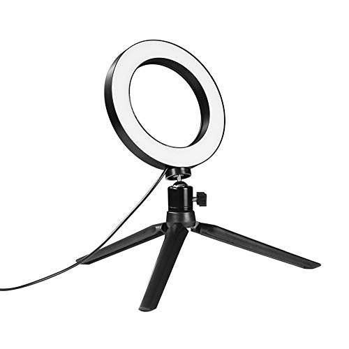 Andoer DC5V 5W 64 LED Light Round Selfie Camera Lamp com tripé telescópico 145 MM de diâmetro Largur