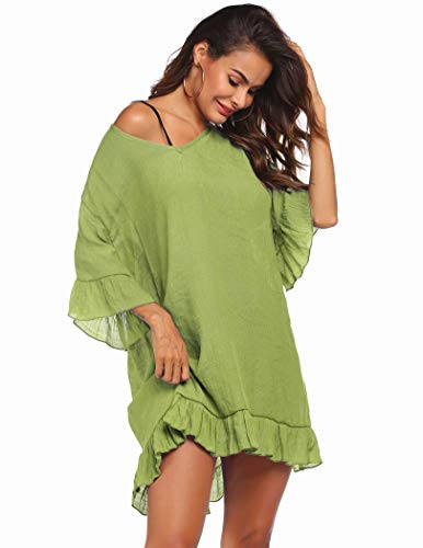 Ekouaer Women's Ruffle Tie Back Beach Cover Up #TOP25