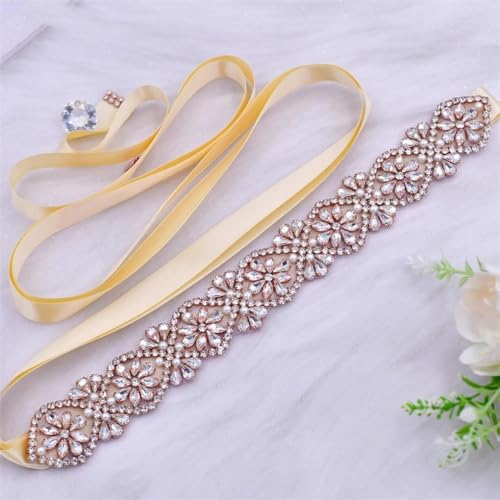 Rfmfkkg Women Rhinestoness Bridal Wedding Dress Belt Handmade Sash Accessories Evening Gown Waistband2