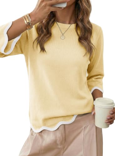 Dokotoo Summer Sweaters Women Cute Tops Casual Pullover 2026 Fall Yellow S
