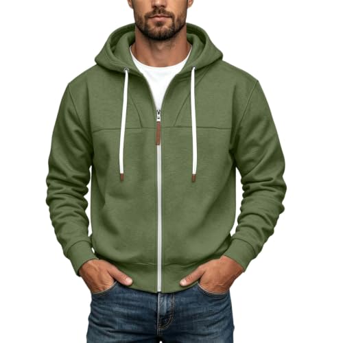 Mens Full Zip Hoodies Fashion Fleece Drawstring Hooded Sweatshirts Jackets - image 6