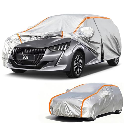 Copertura auto per Peugeot 208 Telo copriauto da esterno,copertura completa per auto antipioggia,antigraffio e antineve con cerniere per porte