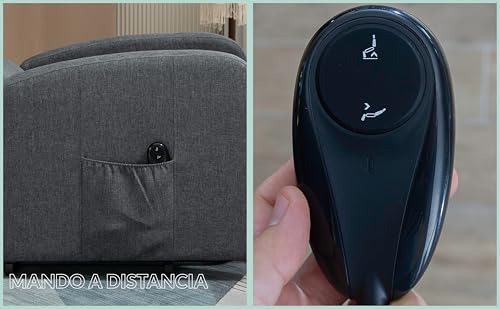 DUPI Sillón Relax Eléctrico Confort | Reclinable y Elevable con Mando a Distancia | Levanta Personas | Tela Poliester 100% | Sillón Relajante USB 3.0 | Gris - imagen 5