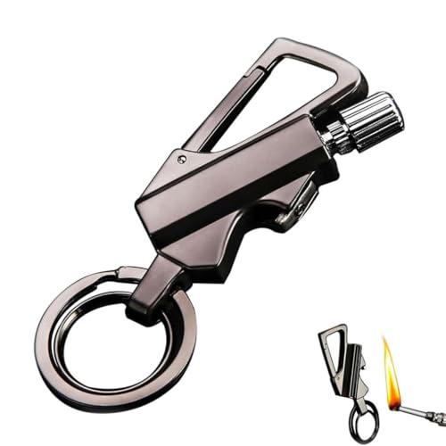 Permanent Match Infinity Lighter, Portable Multifunctional Ignition Device, Fiammiferi permanenti in metallo, impermeabili, portachiavi per auto, Senza benzina (Nero)