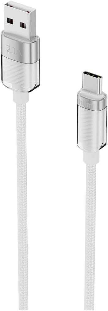 KNIT GLAM 2.1A hızlı şarj destekli, USB-A to Type-C Şarj ve Data Aktarım Kablosu, 1 metre, Beyaz
