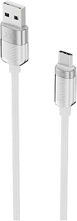 KNIT GLAM 2.1A hızlı şarj destekli, USB-A to Type-C Şarj ve Data Aktarım Kablosu, 1 metre, Beyaz