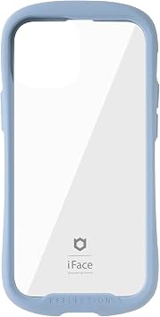 iFace Reflection iPhone 13 mini Case, Clear Tempered Glass Pale Blue