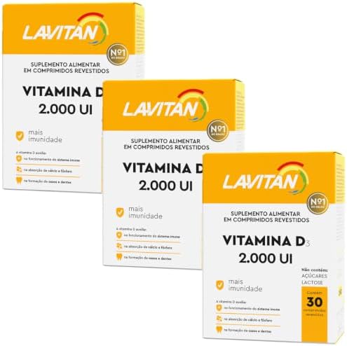 Kit Com 3 Lavitan Vitamina D 2000 UI D3 Cimed Original
