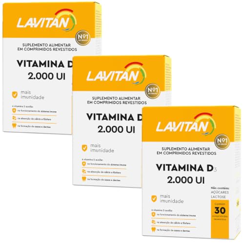 Kit Com 3 Lavitan Vitamina D 2000 UI D3 Cimed Original | Vitamina D 2000 Lavitan