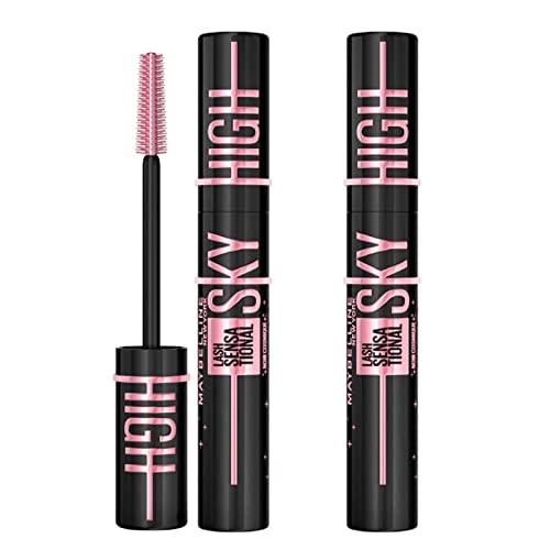 Maybelline New York Sky High Lash Sensational Cosmic Black Color Mascara Volumizing and Extension z elastyczną szczotką do zdefiniowanych i pełnych długich rzęs - 2 kosmetyki