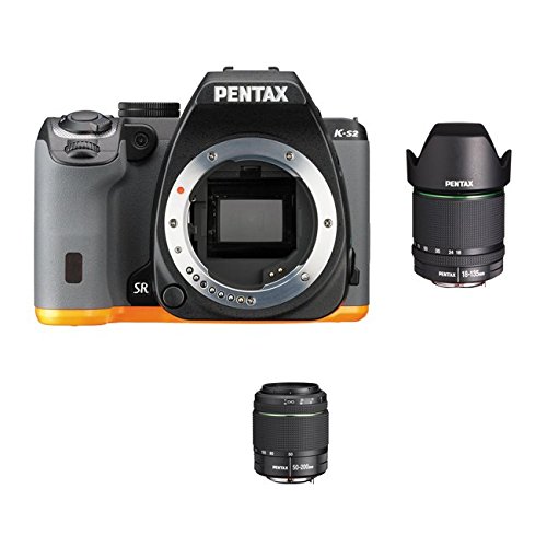 Pentax K-S2 Dslr Camera With 18-135Mm & 50-200Mm Lens (Black Orange) #TOP22