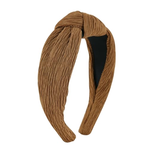Culheite Top Knot Headband For Women Non-Slip Pleated Retro Brown Headband Vintage Solid Fashion Hair Accessories Holiday Gifts thumb #1