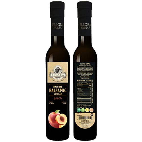 Ellora Farms, Combo Pack Fresh Orange And Peach Infused Balsamic Vinegar Crème, All-Natural, No- Additives, No-Added Sugars, Italian Dark Glass Bottles, Pack Of 2 #TOP2