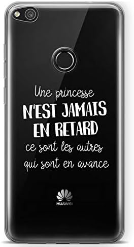 ZOKKO P9 Lite 2017 Case with Transparent Soft White Ink Une Princesse ne en Retard c'est Les Others Qui est En Avai (Princess is Never in Delay) [French Language]