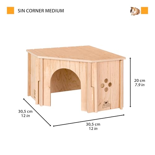 Maison pour lapin en bois d'angle Ferplast M pour optimiser l'espace