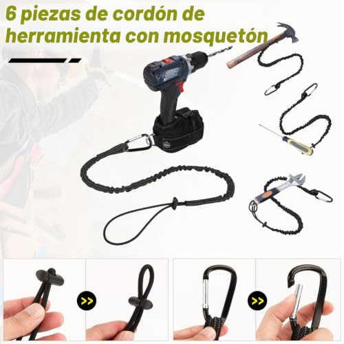 Miniatura 5 de 6 Piezas Cordón De Seguridad Para Herramientas, Retractil Correa Herramientas Con Mosqueton, Cordón De Herramientasde Trabajo En Altura, Línea De Herramienta Para Protección Contra Caídas