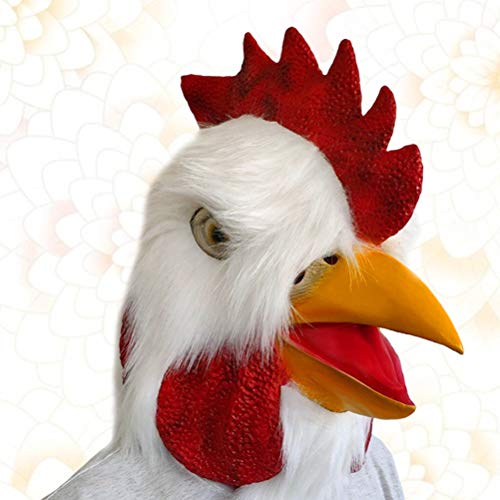Masque de tête de poulet anti-irritation en latex souple blanc Kisangel pour Halloween