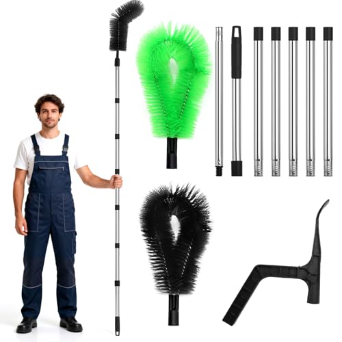 Outils de Nettoyage Télescopiques de Gouttière, 390cm Brosse de Nettoyage de Gouttière, Nettoyage Gouttiere Toit