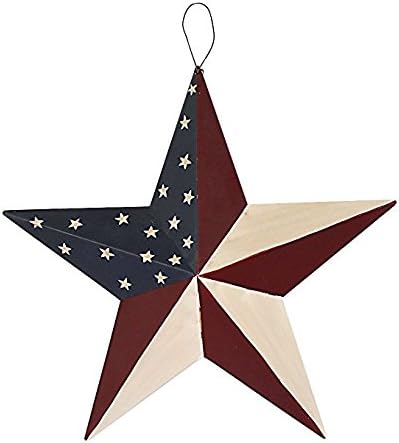Attraction Design Patriotic Metal Barn Star Wall Decor, 12inch Hanging Country Rustic Metal Star for July 4th Decoration