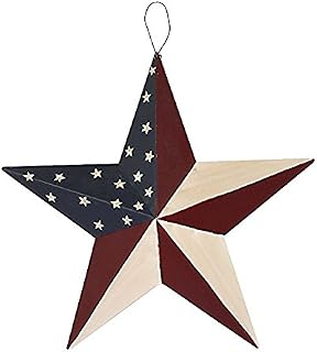 Attraction Design Patriotic Metal Barn Star Wall Decor, 12inch Hanging Country Rustic Metal Star for July 4th Decoration