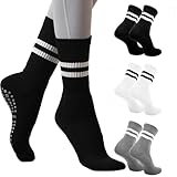 OIXEYA 3 Paia Calzini Antiscivolo Pilates Donna Calze Yoga Taglia 35-40 Danza Classica Dimensioni Sportive Non Slippery per L