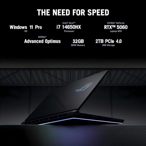 Image of ASUS ROG Strix G16 Gaming Laptop, Intel 16-Core i7-14650HX, NVIDIA RTX 5060, 16 inch FHD+ 16:10 165Hz /3ms Display, 32GB DDR5, 2TB Gen 4 SSD, Dolby Atmos, Hires Audio, Windows 11 Pro, Wi-Fi 7, Accessories