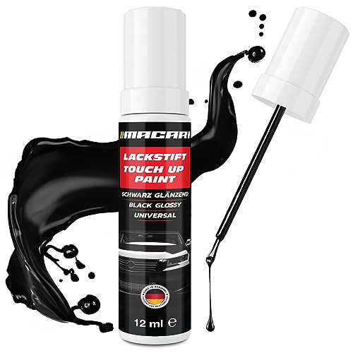 Macari 12 ml Rotulador de retoque Negro Brillante. Rotulador para Reparar arañazos en la Pintura de