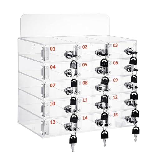 Lvruieds Almacenamiento Para Teléfono Móvil, Con 12 15 20 25 30 40 Ranuras, Casillero Transparente Para Teléfono Móvil Con Cerradura, Gabinete De Almacenamiento Para Teléfono Móvil De Escritorio 15 Sl