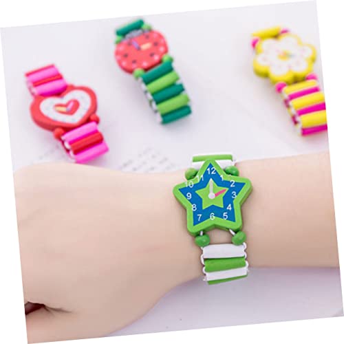 BESPORTBLE 5 Pcs Wooden Cartoon Watch for Educational Cognitive Wristwatch Fun Learning Plaything Random Color4