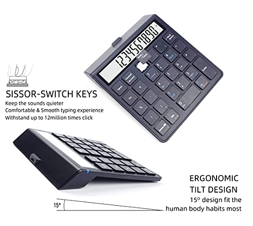 Sunreed 2 In 1 Wireless Numeric Keypad Calculator Numpad,Bluetooth Keypad With Led Screen,Financial Accounting Number Keypad For Mac/Notebook/Computer(Black) #TOP2