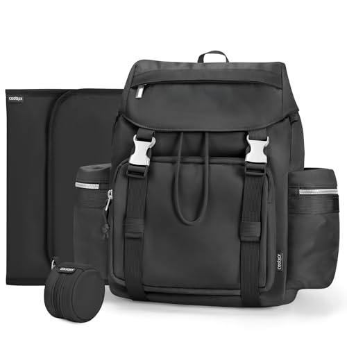 COOLREX Diaper Bag Backpack with Changing Pad, Pacifier Case & Stroller Straps, Insulated Pockets Water Resistant Travel Essentials Baby Bag Multipurpose Travel Back, Big Storage in a Small Footprint