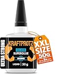 Glass Superglue Liquid – KRAFTPROTZ 50 g XXL – ultra-thin capillary formula for fine cracks – crystal clear, waterproof & heat-resistant – fast-drying adhesive for glass & acrylic – by ARKA