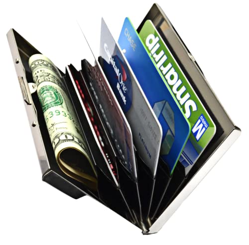 Bofit Stainless Steel Rfid Blocking Credit Card Wallet Case Holder Slim & Stylish Design For Men & Women- Prevent Electronic Credit Card Scan Theft (Mirror Finish) #TOP1