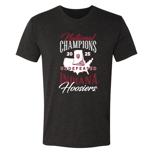 UGP Campus Apparel AS950F - Indiana Hoosiers National Champions 2025 USA - CFP National Champs Triblend T-Shirt - X-Large - Vintage Black