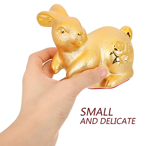 Vosarea Gold Rabbit Figurine 2023 Chinese Zodiac Rabbit Statue Feng Shui Rabbit Sculpture Cartoon Rabbit Ornament For New Year #TOP3