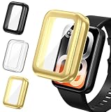 iVoler 3 Pezzi Cover con Pellicola Protettiva per Xiaomi Smart Band 10 PRO (Non per Edizione in Ceramica), Copertura Completa Custodia Anti-Graffio Sottile Morbida TPU Case, Trasparente + Nero + Oro