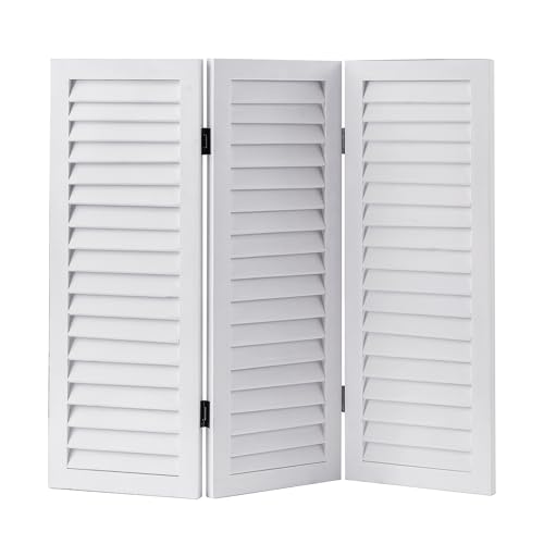 Sintosin parete corta divisorio per ambienti 3 pezzi, 81 cm di separe divisorio interno in legno bianco, pannelli divisori per interni vintage per casa camera da letto ufficio